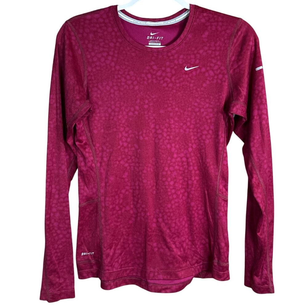 Nike Running Dri-Fit Long Sleeve Top Raspberry Pink Size Small